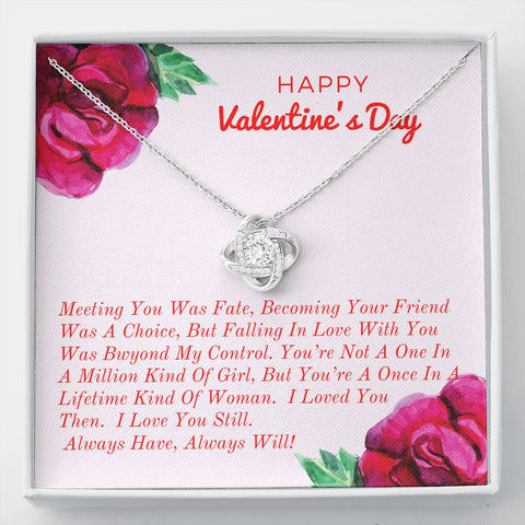 Valentine, In love with you-Love Knot Necklace - Custom Heart Design