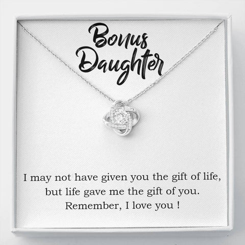 Minimalist Love Knot Necklace for Bonus Daughter | Custom Heart Design