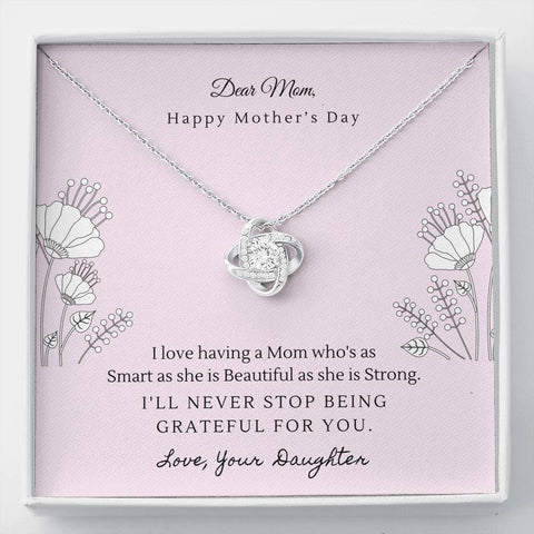 Forever grateful for you, From Daughter-Love Knot Necklace for Mom - Custom Heart Design