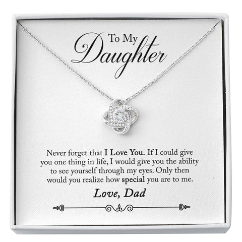 Sentimental Love Knot Necklace for Daughter, From Dad | Custom Heart Design