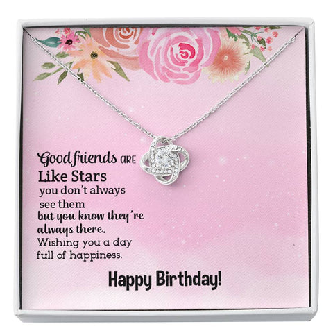 Happy Birthday Love Knot Necklace for Friend | Custom Heart Design