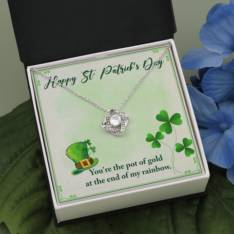 St. Patrick's Day Message Card, Love Knot Necklace - Custom Heart Design