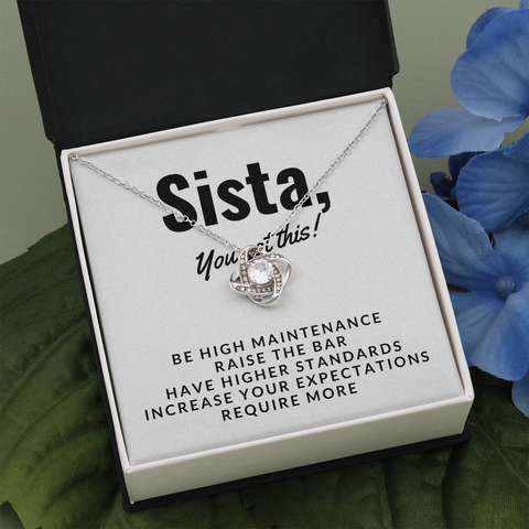 Sista, You got this-Love Knot Necklace | Custom Heart Design