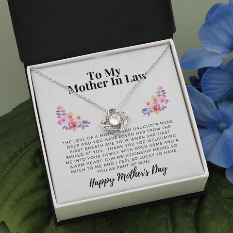 From Son in Law, To Mother in law-Love Knot Necklace - Custom Heart Design