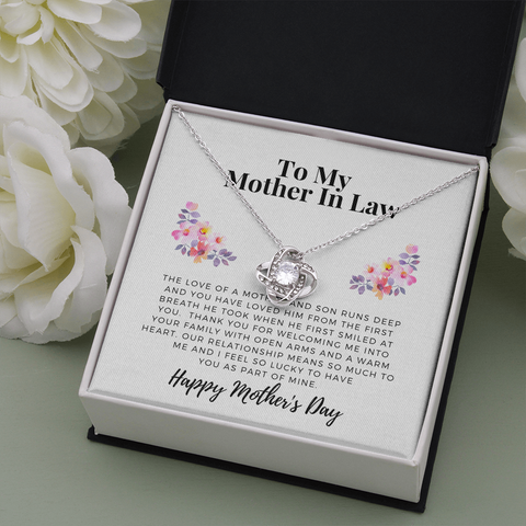 From Daughter in law, To Mother in law-Love Knot Necklace - Custom Heart Design