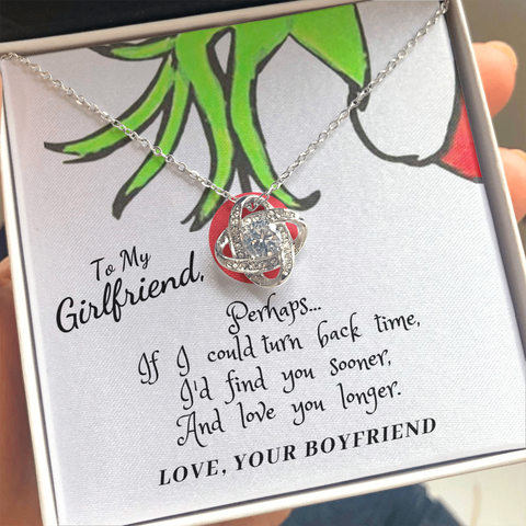 Grinch Message Card- Love Knot Necklace for Girlfriend, - Custom Heart Design