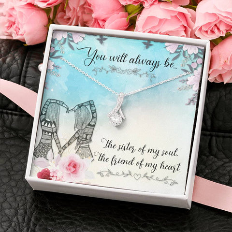 Sister of my soul- Alluring Beauty Solitaire Necklace for Friend | Custom Heart Design