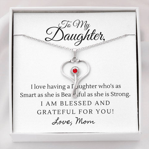 To Daughter, From Mom-Stethoscope - Custom Heart Design