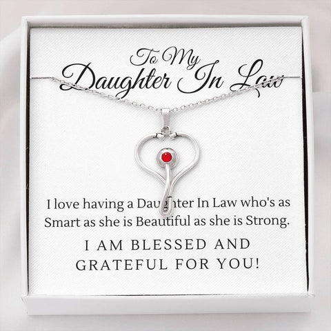 Daughter In Law-Stethoscope Necklace - Custom Heart Design