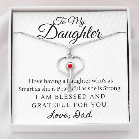 To Daughter, From Dad-Stethoscope - Custom Heart Design