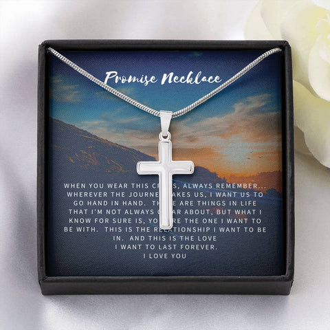 Promise Cross Necklace-I want us to go hand in hand | Custom Heart Design