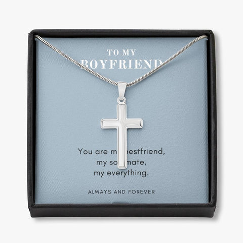  My Soulmate,  Cross Necklace for Boyfriend | Custom Heart Design