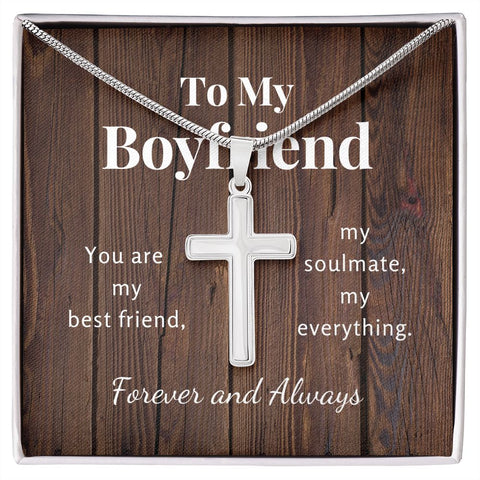 Boyfriend Cross Necklace, Cross Necklace for Boyfriend - Custom Heart Design