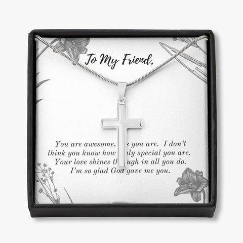 Friend, God gave me you-Artisan Cross Necklace - Custom Heart Design