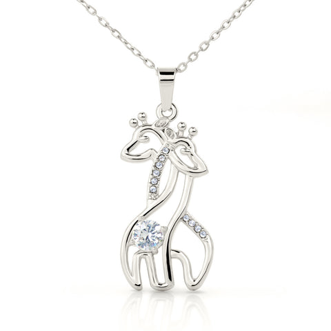 Giraffe Necklace-Live your dreams, From Mom - Custom Heart Design