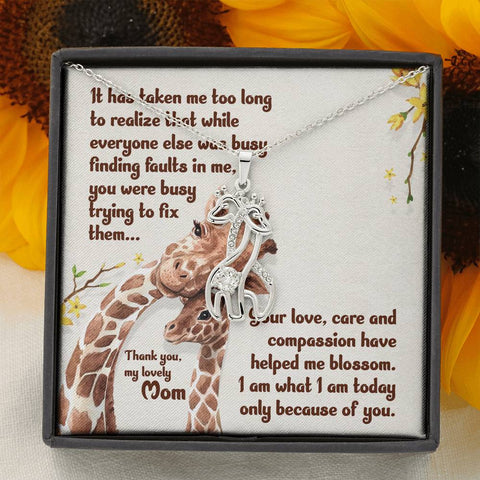 Giraffe Necklace-To my lovely Mom - Custom Heart Design