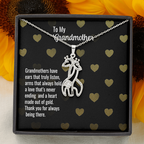 Friendship Giraffe Necklace for Grandma | Custom Heart Design