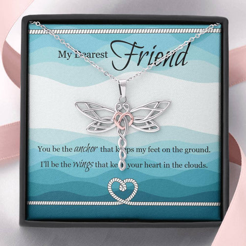 Dragonfly Necklace for Friend | Custom Heart Design