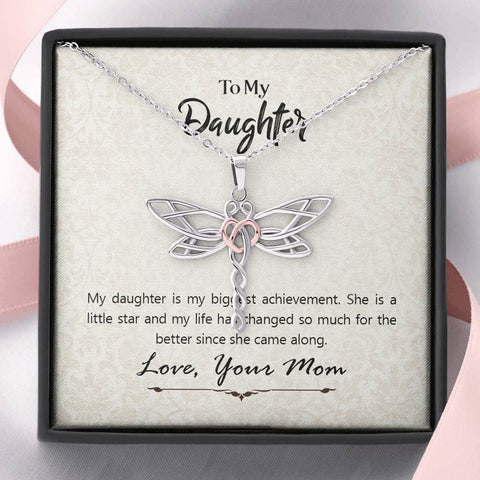 Dragon Fly Necklace for Daughter, From Mom | Custom Heart Necklace