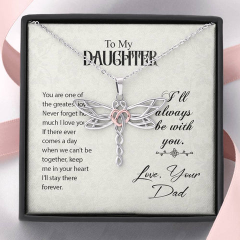Dragonfly Necklace for Daughter, From Dad | Custom Heart Design