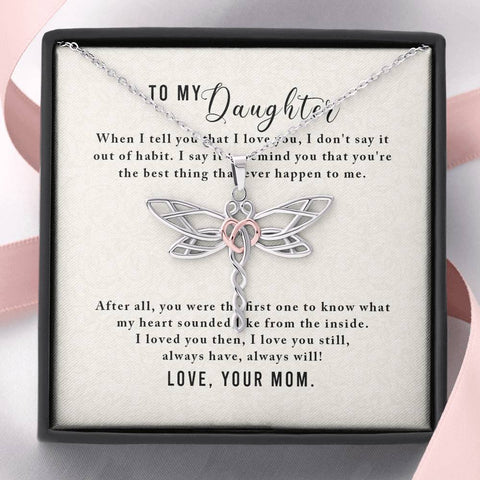 Dragonfly Necklace for Daughter, From Mom | Custom Heart Design