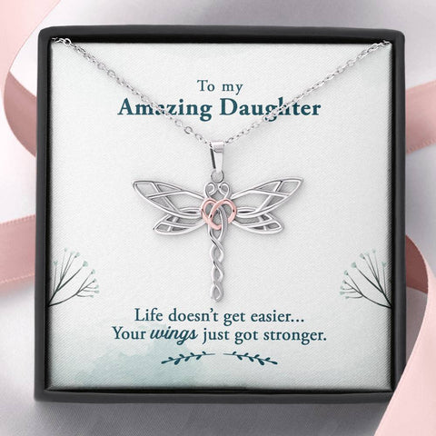 Daughter, Your wings got stronger - Dragon Fly Necklace | Custom Heart Design