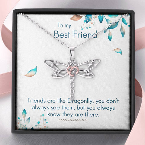 Dragonfly Necklace for Best Friend | Custom Heart Necklace
