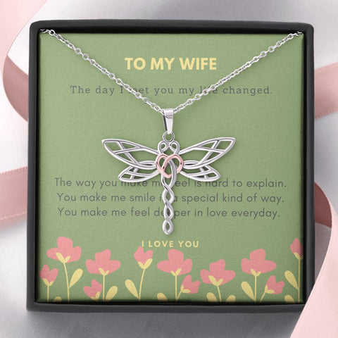 Dragon Fly Necklace for Wife-Custom Heart Design