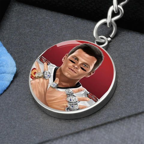 Tom Brady Seven Rings Keychain - Custom Heart Design