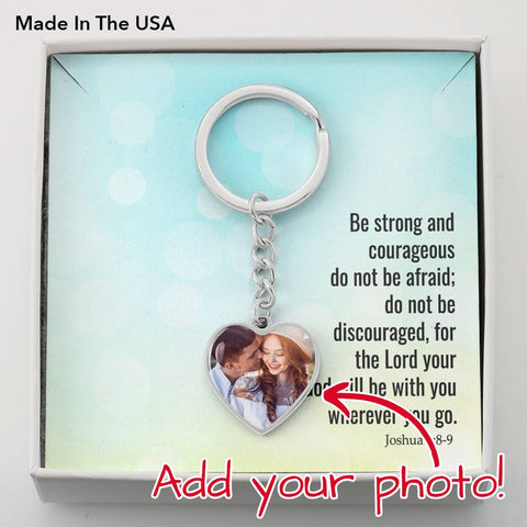 The Lord will be with you-Photo Heart Keychain - Custom Heart Design
