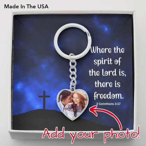 The spirit of the Lord-Photo Heart Keychain - Custom Heart Design
