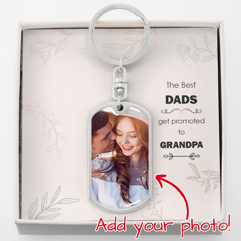 The best Dads get promoted to Grandpa-Tag Keychain - Custom Heart Design