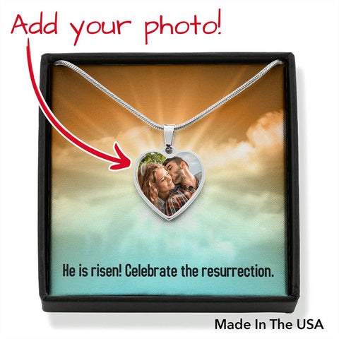 Celebrate the resurrection-Photo Heart Necklace - Custom Heart Design