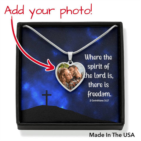 The spirit of the Lord-Photo Heart Necklace - Custom Heart Design