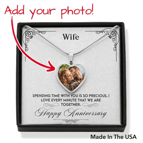 Time with you, Happy Anniversary- Heart Necklace - Custom Heart Design