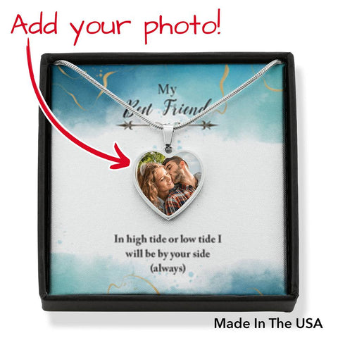 Best Friend, I will be by your side-Photo Heart Necklace - Custom Heart Design