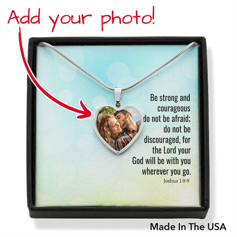 The Lord will be with you-Photo Heart Necklace - Custom Heart Design