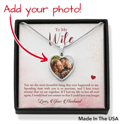You are the most beautiful- Photo Heart Necklace - Custom Heart Design