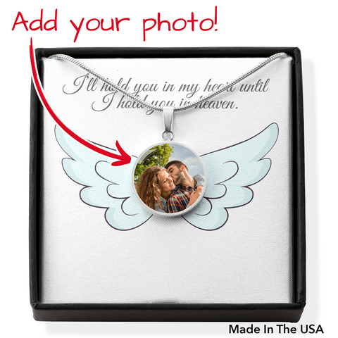 Resting Angel- Photo Upload Circle Necklace - Custom Heart Design