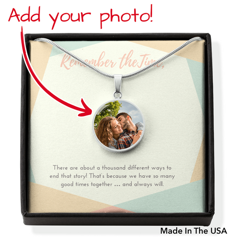 Remember the Time-Photo Circle Necklace - Custom Heart Design