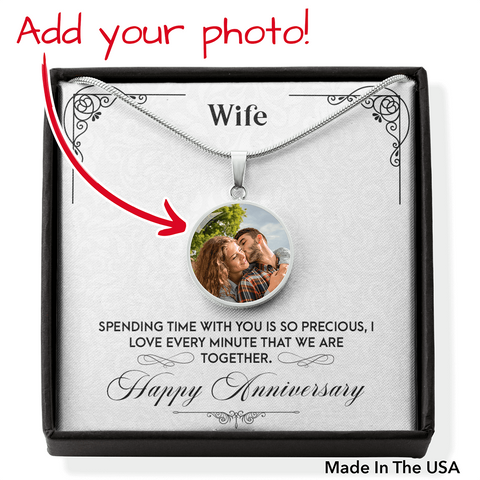 Time with you, Happy Anniversary-Circle Necklace - Custom Heart Design
