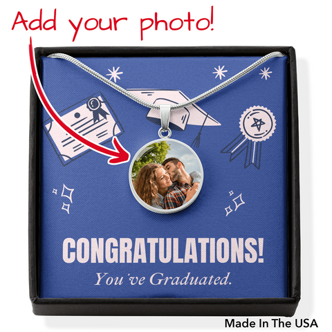 Photo Circle Graduation Necklace - Custom Heart Design