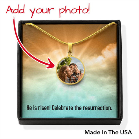 Celebrate the resurrection-Photo Circle Necklace - Custom Heart Design