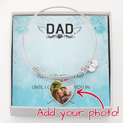 Dad Remembrance, Hold you in my heart-Photo Upload Heart Bracelet - Custom Heart Design