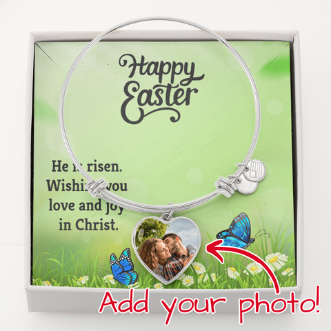 Easter Photo Heart Bracelet - Custom Heart Design