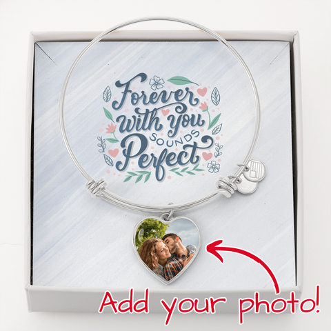 Forever with you sounds perfect-Photo Heart Bangle - Custom Heart Design