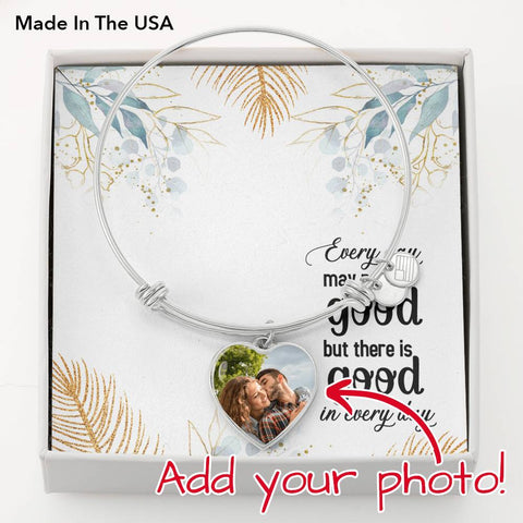 There is good every day-Heart Bangle. - Custom Heart Design