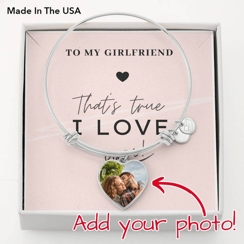 True I love you-Girlfriend  Heart Bangle - Custom Heart Design