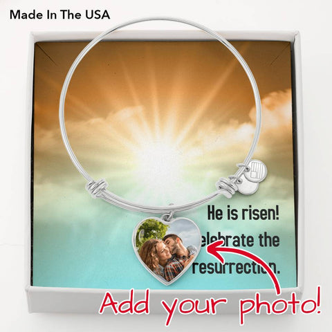 Celebrate the resurrection-Photo Heart Bracelet - Custom Heart Design