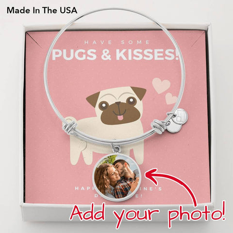 Pugs n’ Kisses- Circle Bangle - Custom Heart Design